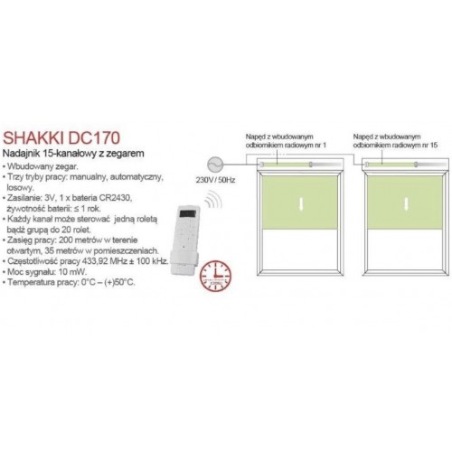 Pilot do rolet z zegarem DC 170 Shakki 15-kanałowy